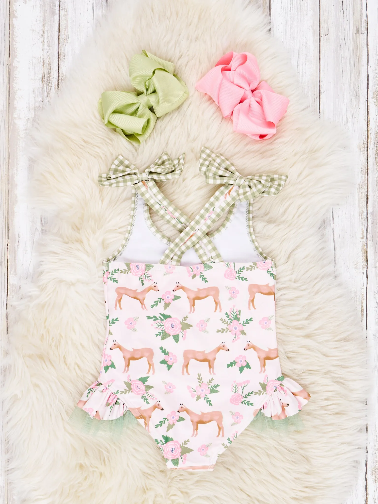 Sage Floral Horse Tulle Swimsuit