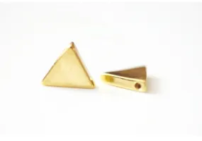 Shiny Vermeil Gold Triangle Connector- 18k gold plated over Sterling Silver, holes drilled side to side, Vermeil Gold Triangle Beads