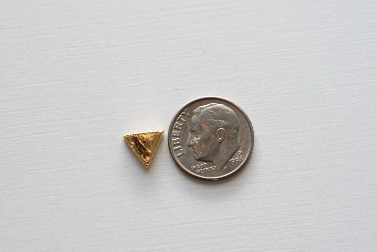 Shiny Vermeil Gold Triangle Connector- 18k gold plated over Sterling Silver, holes drilled side to side, Vermeil Gold Triangle Beads