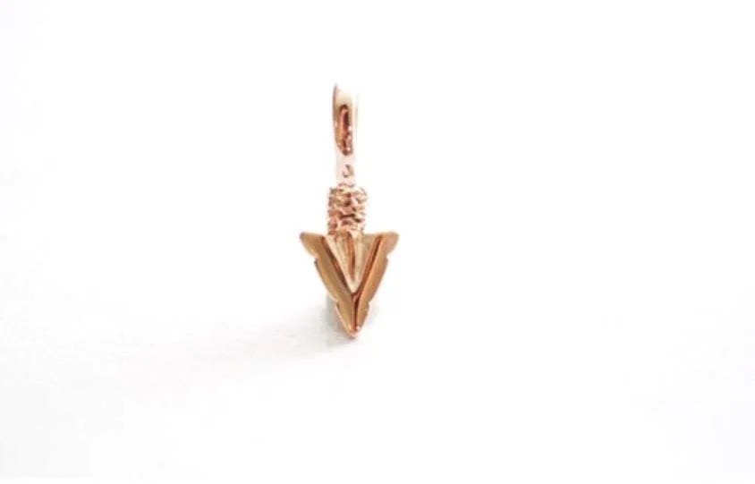 Shiny Vermeil Rose Gold Arrow charm, 18k gold over 925 sterling silver Arrow charm, Gold arrow, arrow, arrowhead, arrow charm, vermeil arrow