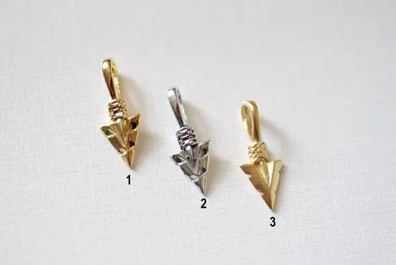 Shiny Vermeil Rose Gold Arrow charm, 18k gold over 925 sterling silver Arrow charm, Gold arrow, arrow, arrowhead, arrow charm, vermeil arrow