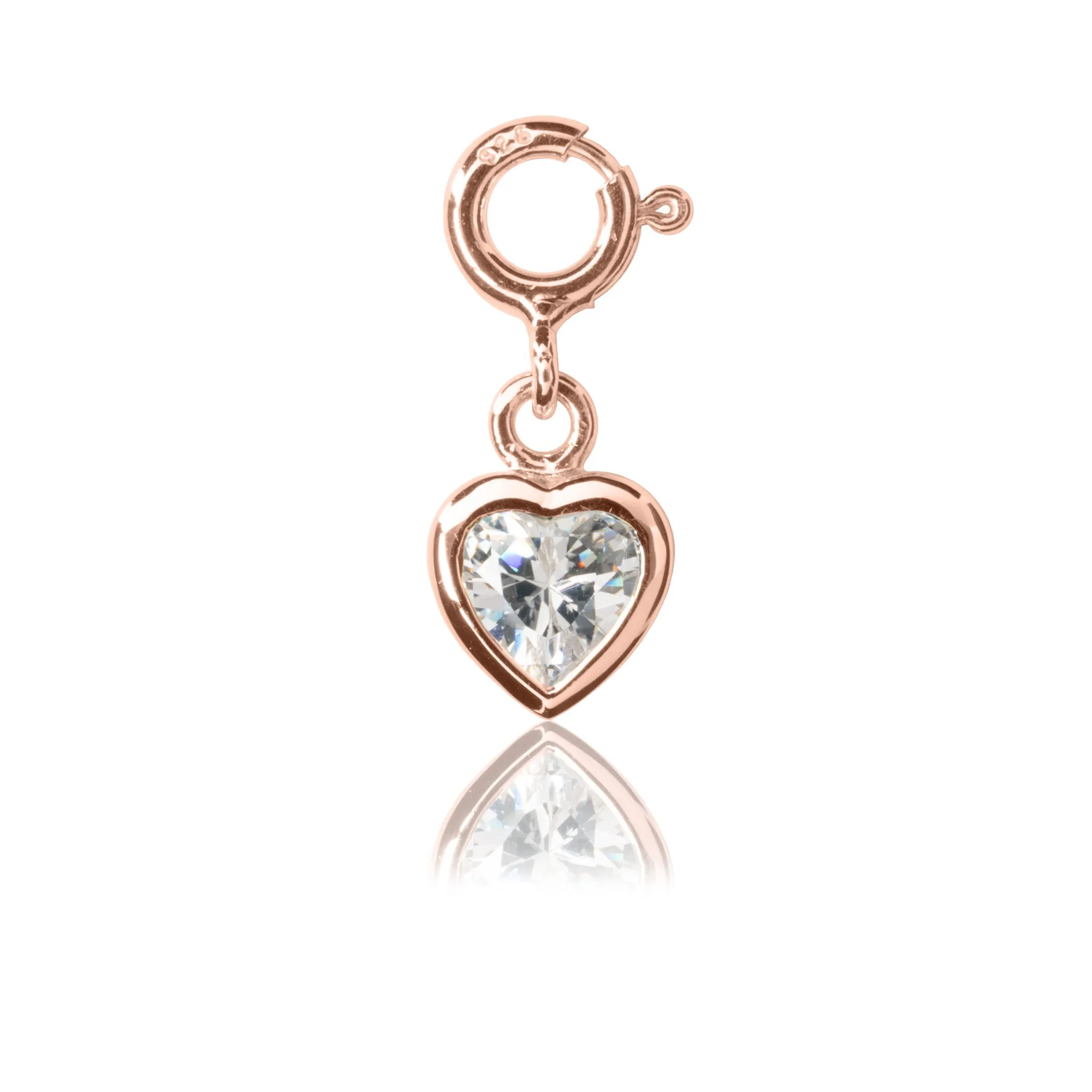 Sparkle Heart Charm - Rose Gold