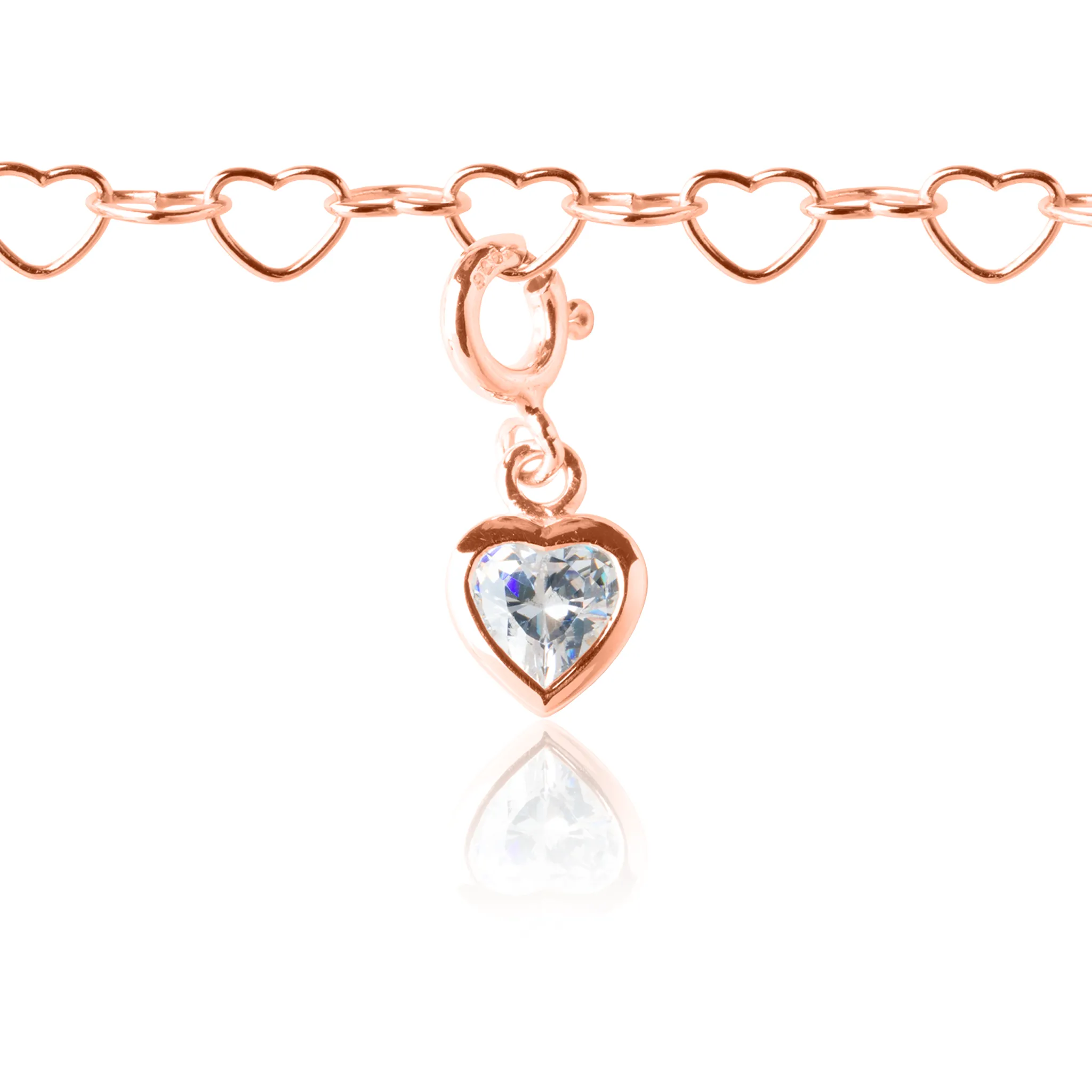 Sparkle Heart Charm - Rose Gold