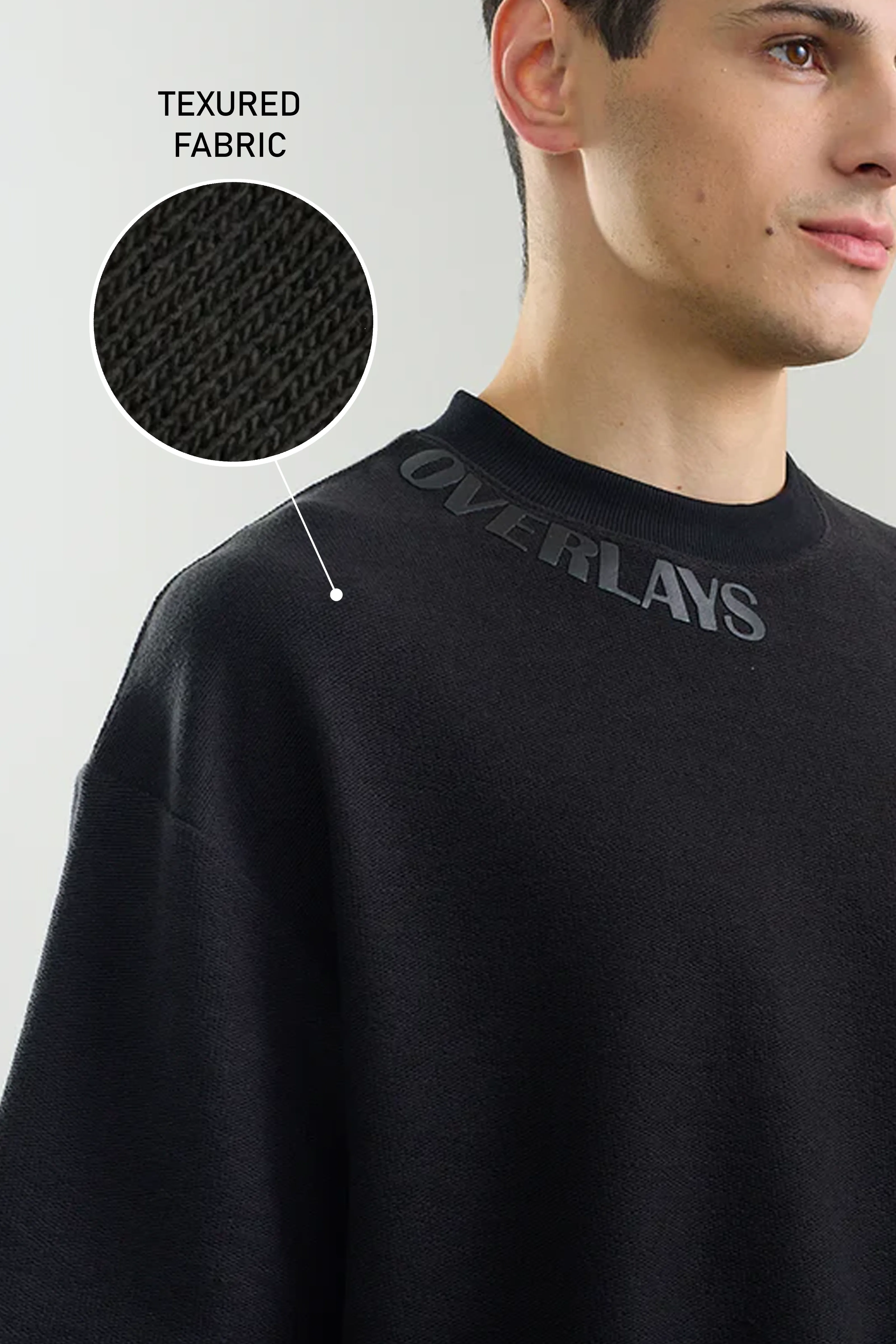 Textured Heavy Weight Black OVRLS Arc Oversized T-shirt