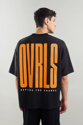 Textured Heavy Weight Black OVRLS Arc Oversized T-shirt