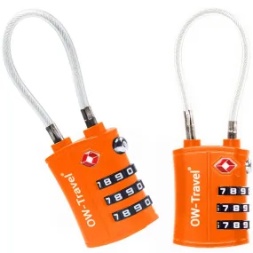 TSA luggage locks. Orange cable padlocks for suitcases lockers bags