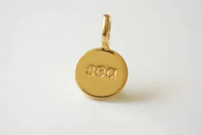 Wholesale Shiny Vermeil Gold Sea Disc with attached Bail - 18k gold over 925 sterling silver "sea" round disc charm pendant, aloha, sand, sea, tag