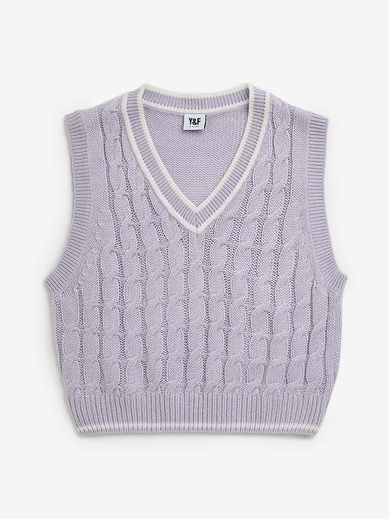 Y&F Kids Lilac Knit-Textured Sweater